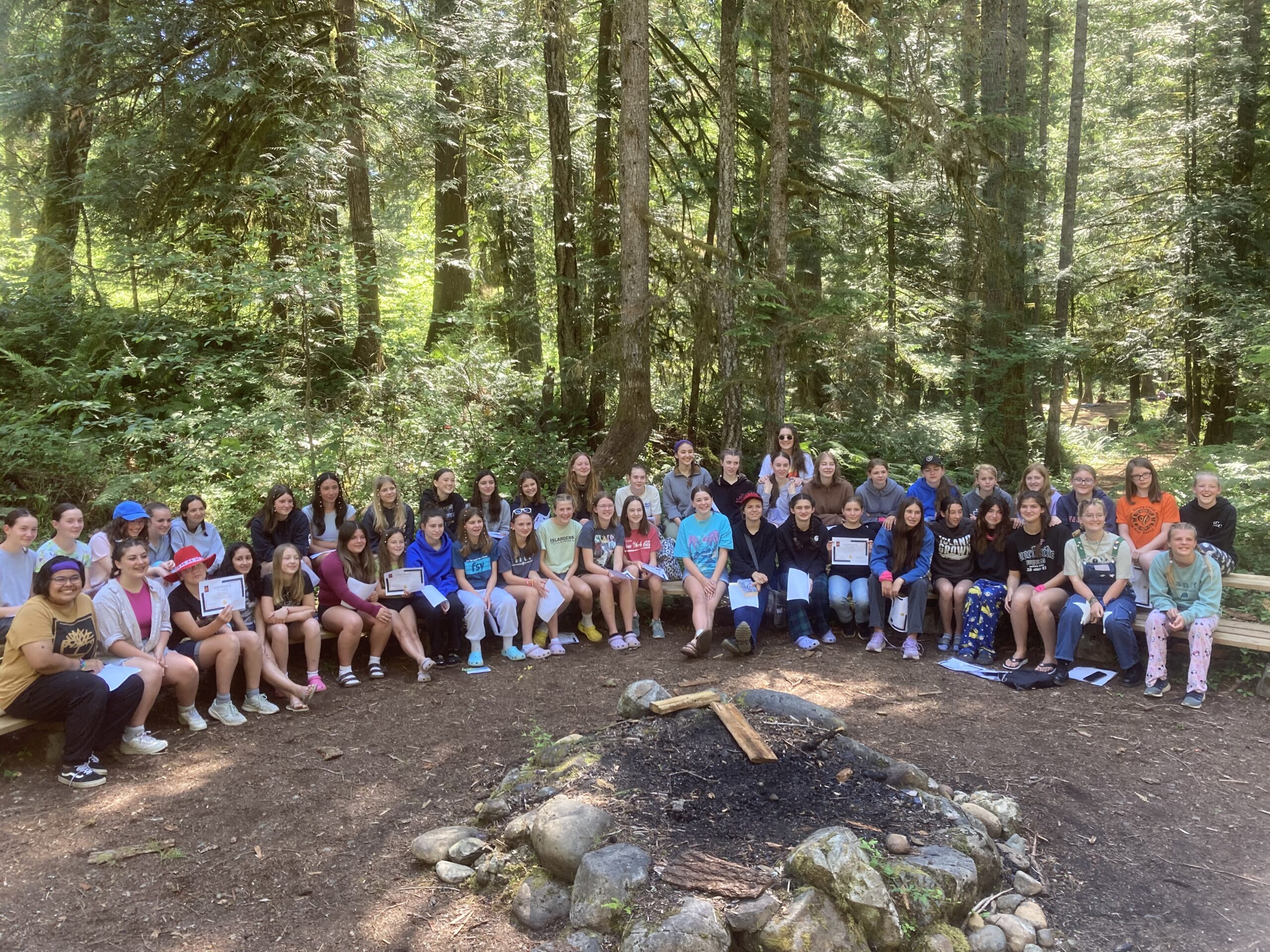 Nanaimo Stake Young Women gather at the end of the 2024 stake young women's camp.